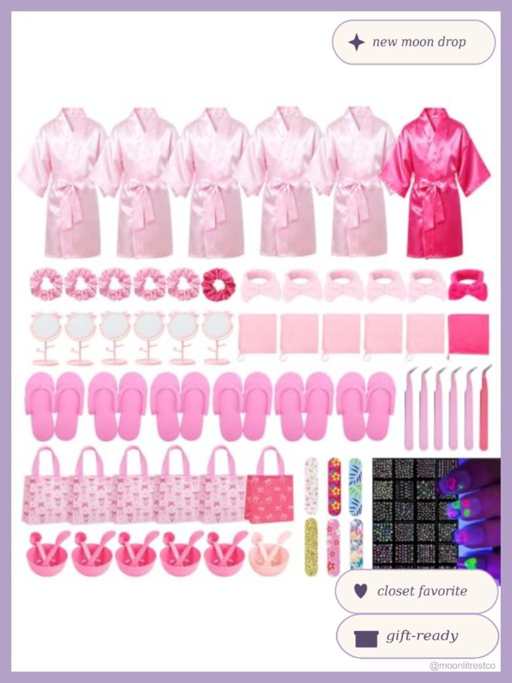 Satin Spa Party Set 83-Piece Robes Slippers Mask Nail Kit Sleepover